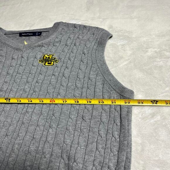 Marquette University Nautica Cable Knit Sweater Vest Men's XL Golden Eagle Fire - Picture 6 of 9